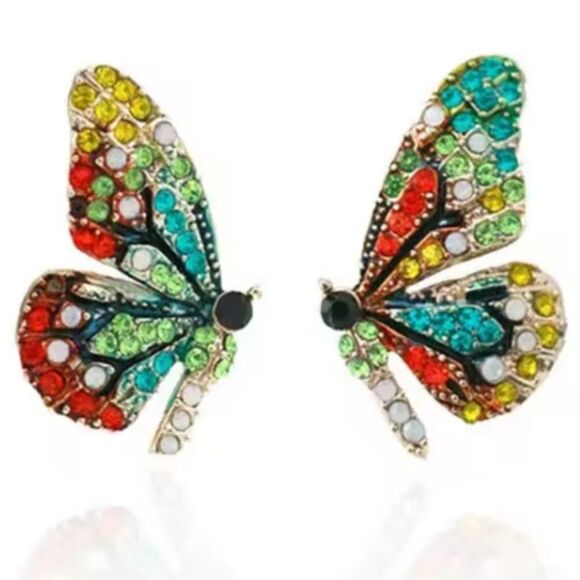 New FREE PEOPLE Butterfly rhinestone multicolor studs - Picture 12 of 12